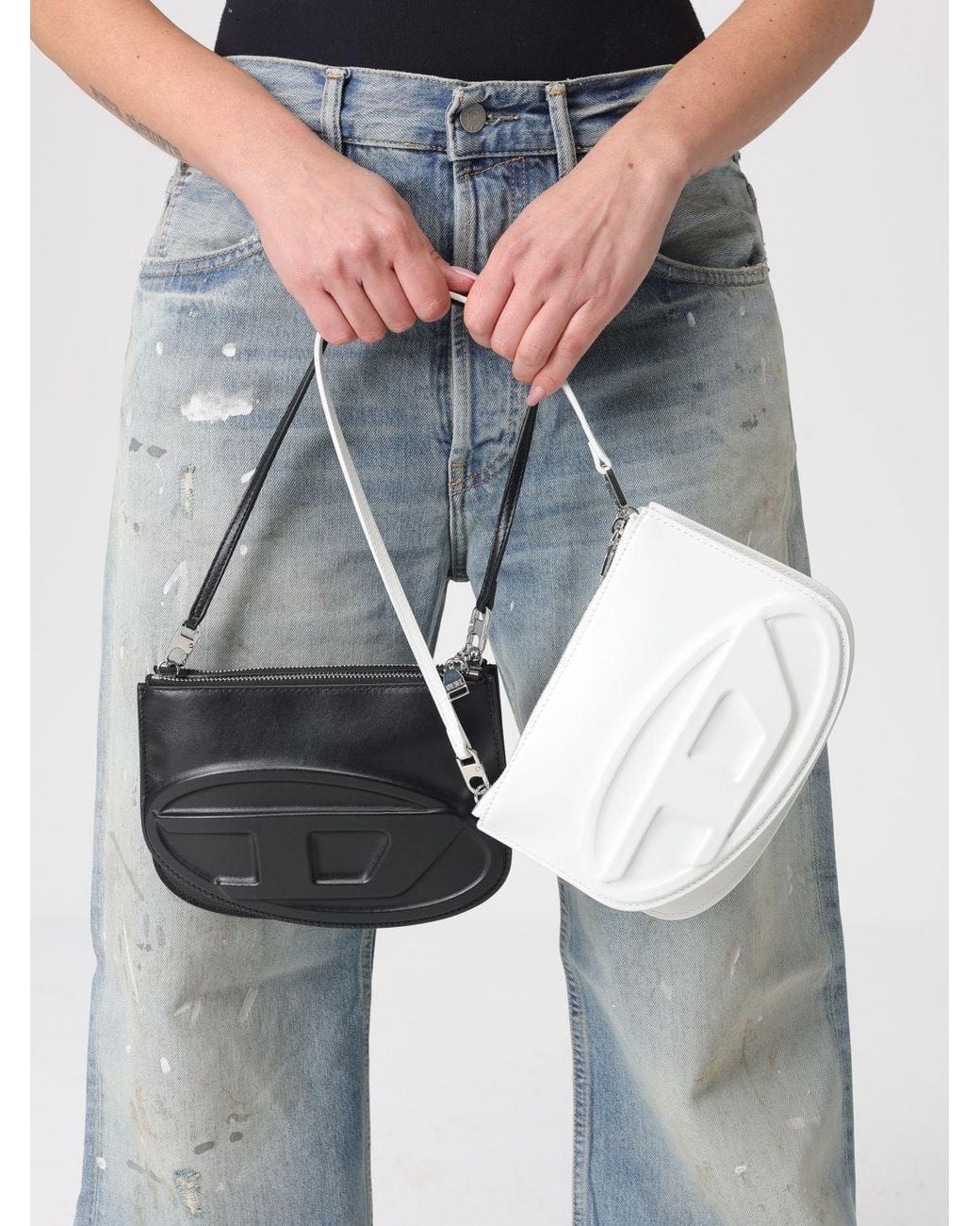DIESEL White 1Dr Twin Oval D Shoulder Bag