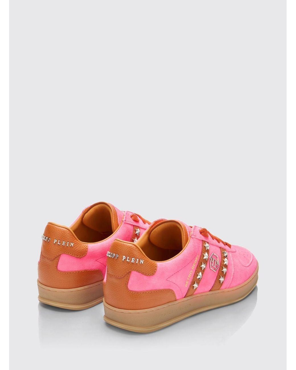 Philipp Plein Pink Retro Rebel Suede Sneakers With Applied Stars for men