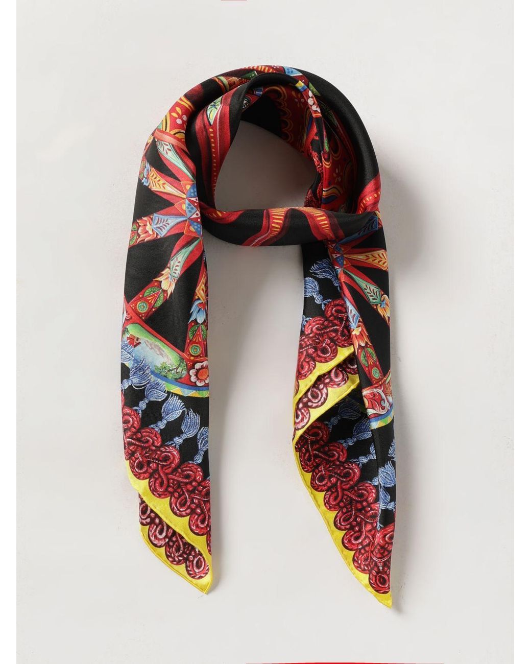 Dolce & Gabbana Multicolor Dolce &Amp Gabbana Carretto Siciliano Print Silk Scarf