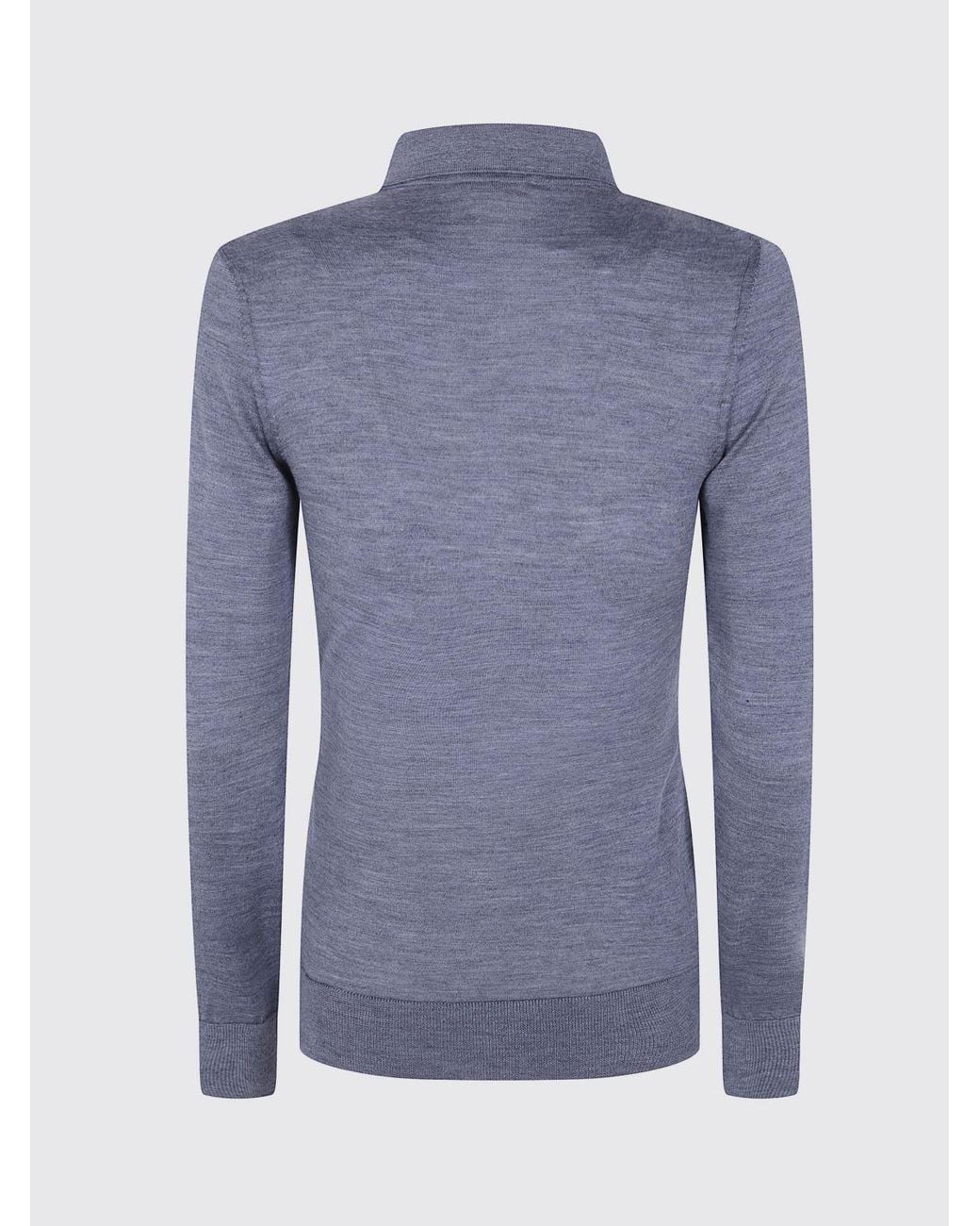Mrz Blue Slim Fit Long-Sleeve Virgin Wool Knit Polo