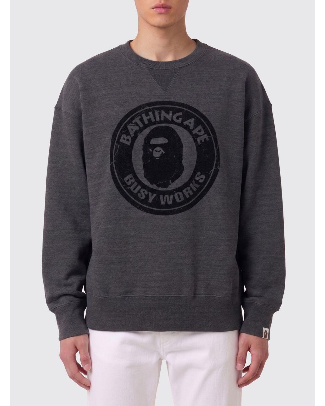 A Bathing Ape Gray Cotton Crewneck Sweatshirt for men