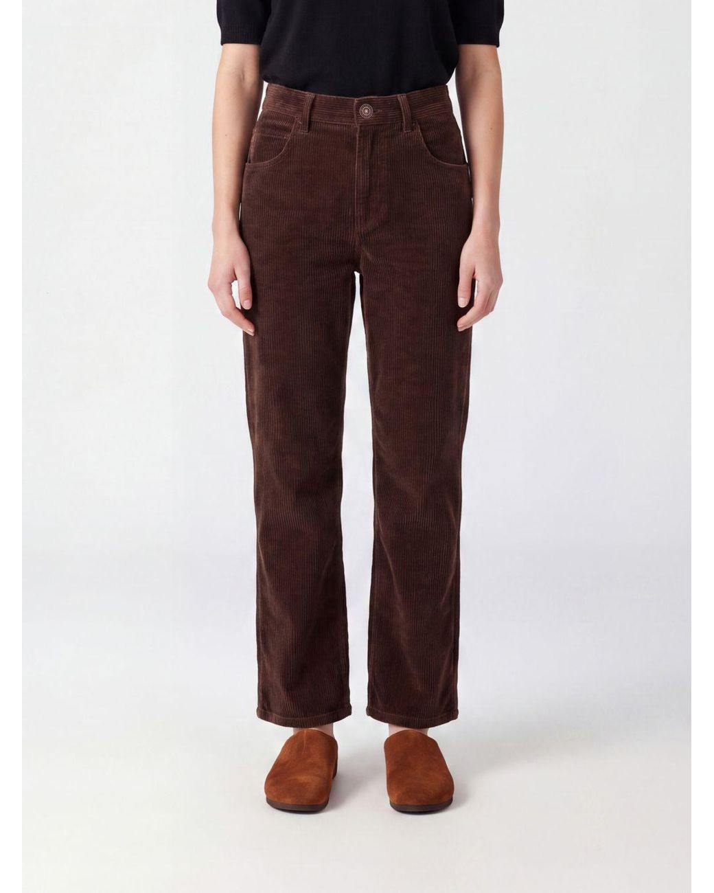 Isabel Marant Red Ruthie Straight-Leg Corduroy Trousers