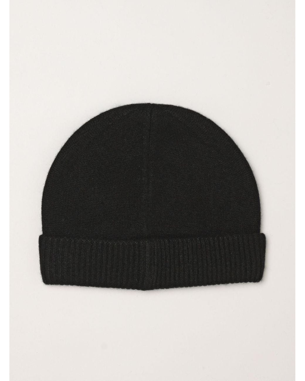 Emporio Armani Black Pure Cashmere Ribbed-Knit Beanie Hat for men