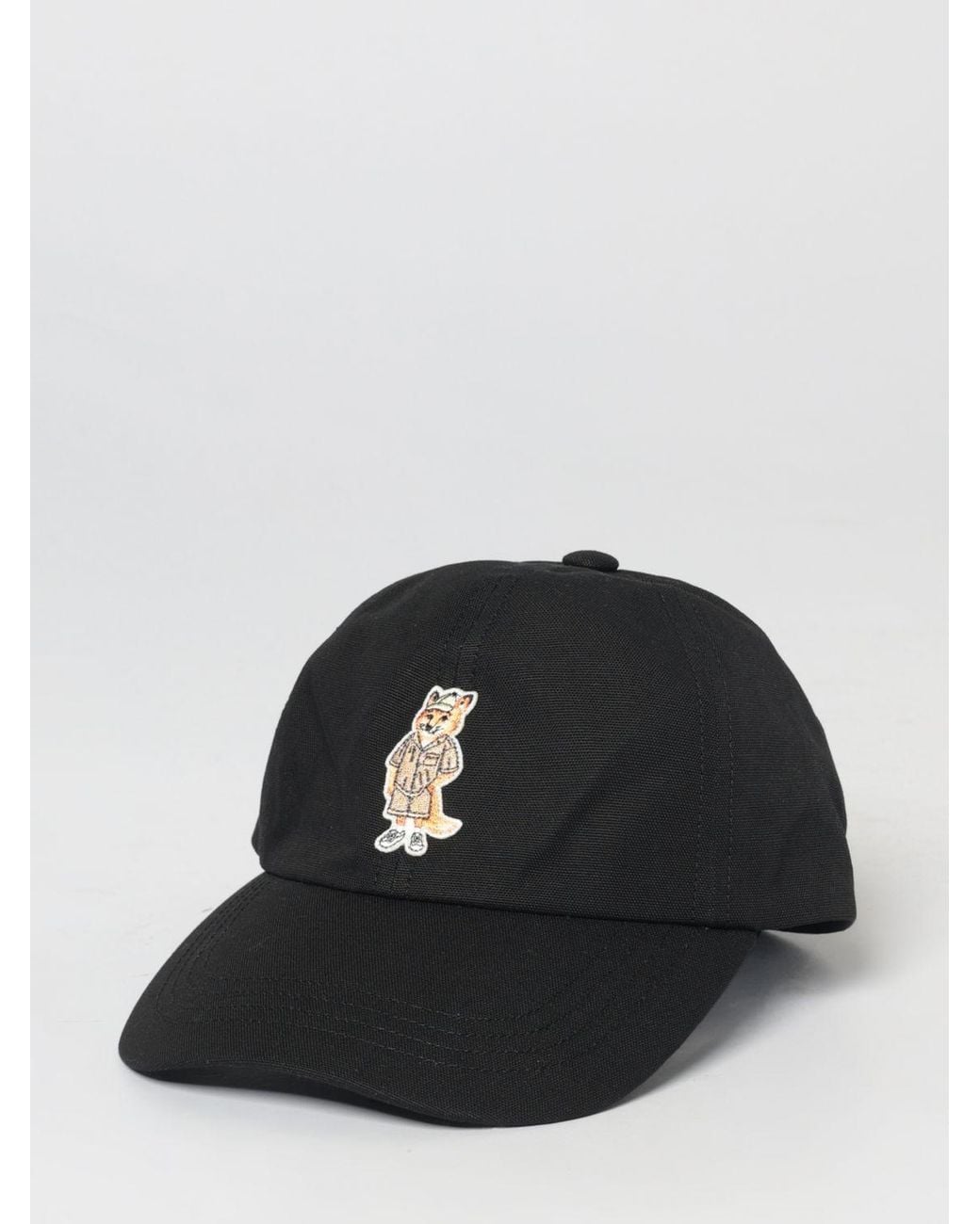 Maison Kitsuné Black Maison KitsunÉ Cotton Hat for men
