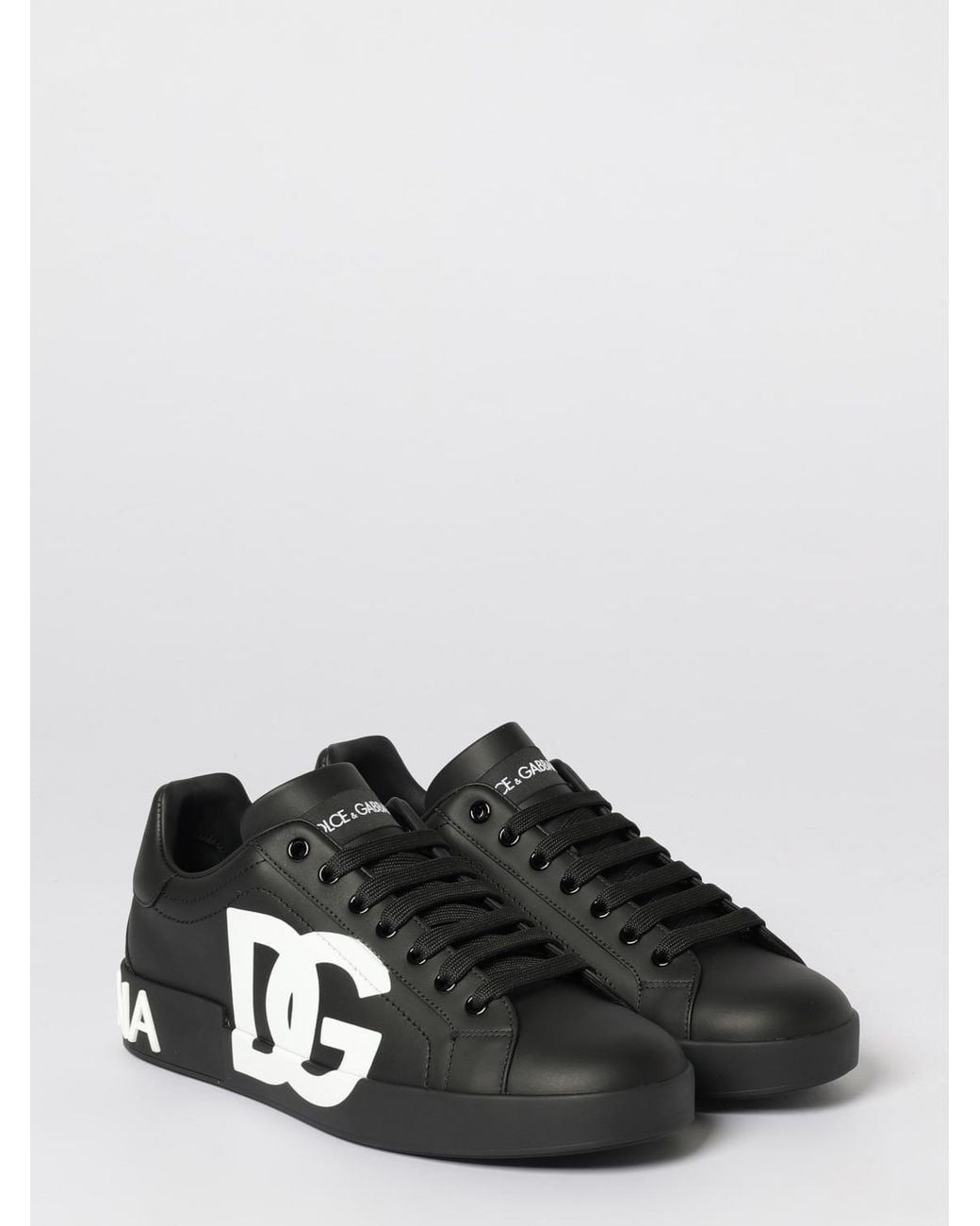 Dolce & Gabbana Black Dolce &Amp Gabbana Portofino Leather Sneakers for men
