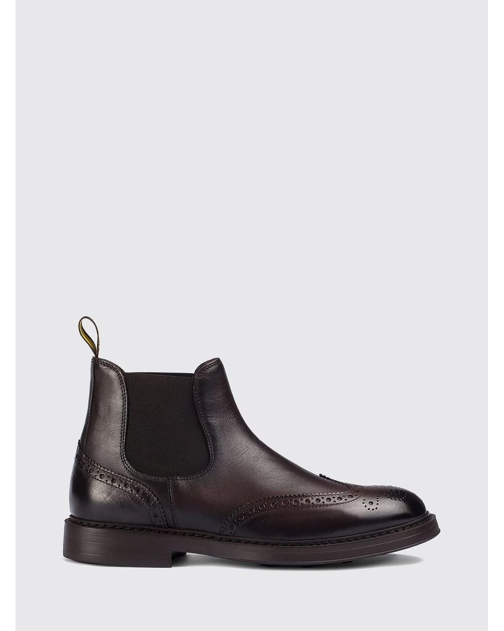 Doucal's White Leather Beatles Ankle Boots With Brogue Detail for men