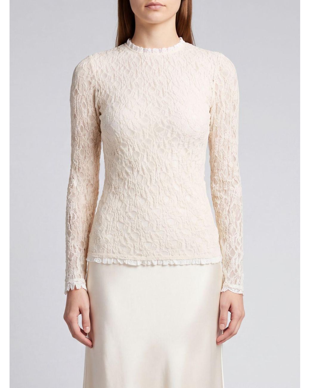 Isabel Marant Natural Slim Fit Long-Sleeved Lace Top