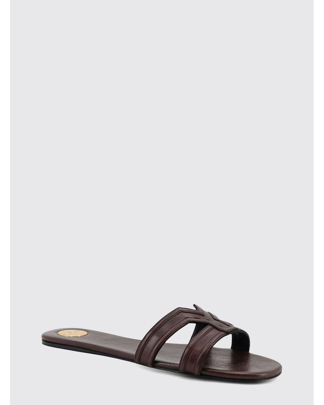 Saint Laurent White Mabrouka Vegetable-Tanned Leather Slippers