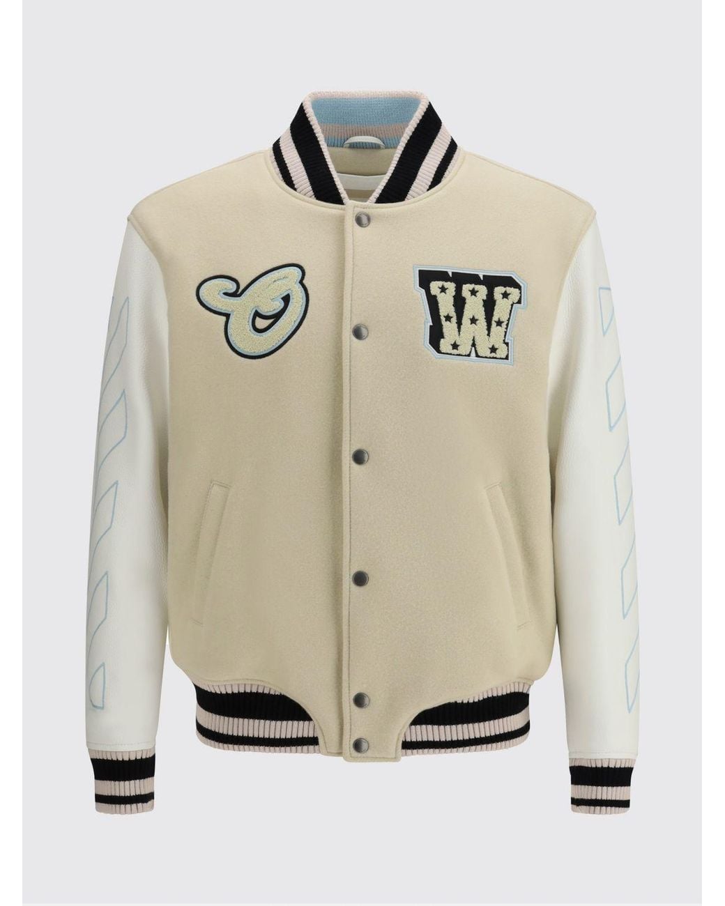 Off-White c/o Virgil Abloh Natural Wool Blend Varsity Jacket for men