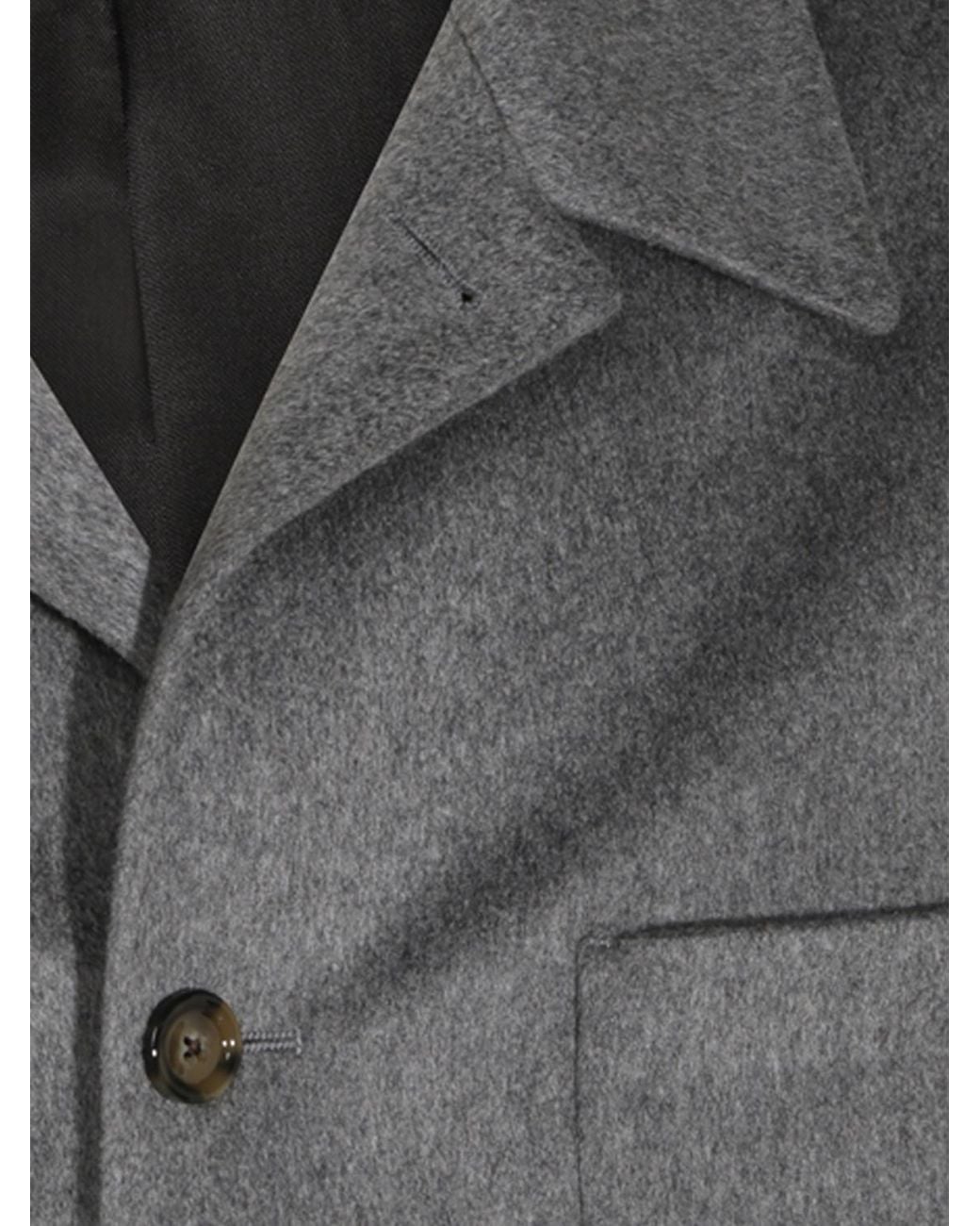Lardini Gray Pure Cashmere Shirt Jacket With Patch Pockets And Classic Collar for men