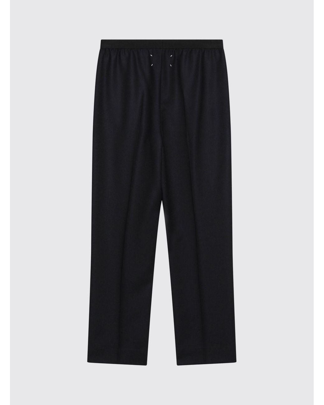 Maison Margiela Blue Slim Fit Virgin Wool Skinny Trousers With Elasticated Waist