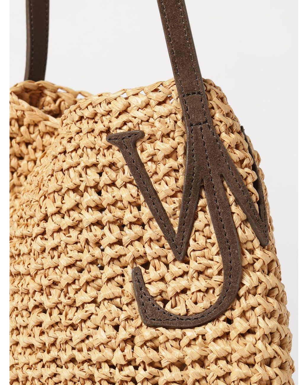 J.W. Anderson Natural Small Bulb Raffia Shoulder Bag With Jw Monogram