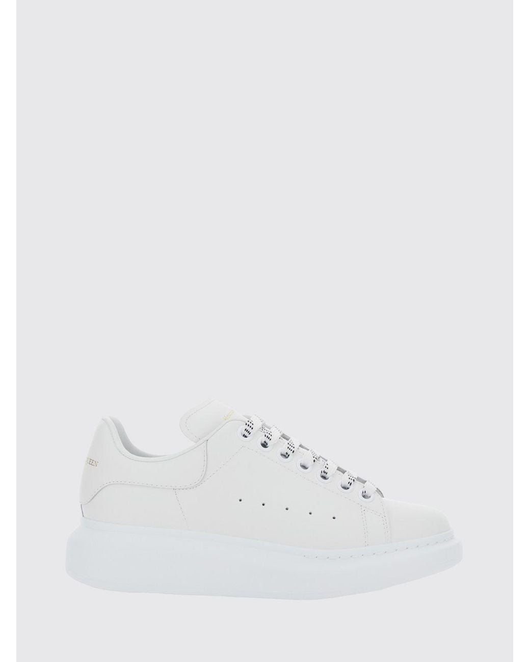 McQueen White Oversize Calf Leather Sneakers With Contrasting Heel And Laminated Logo