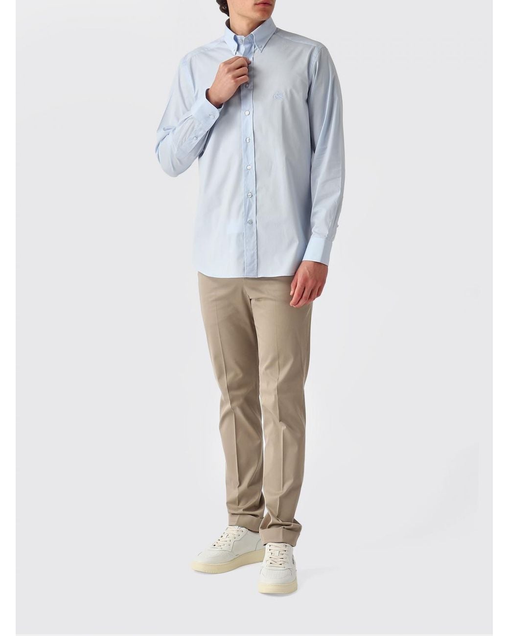 Etro Blue Classic Stretch Cotton Shirt for men