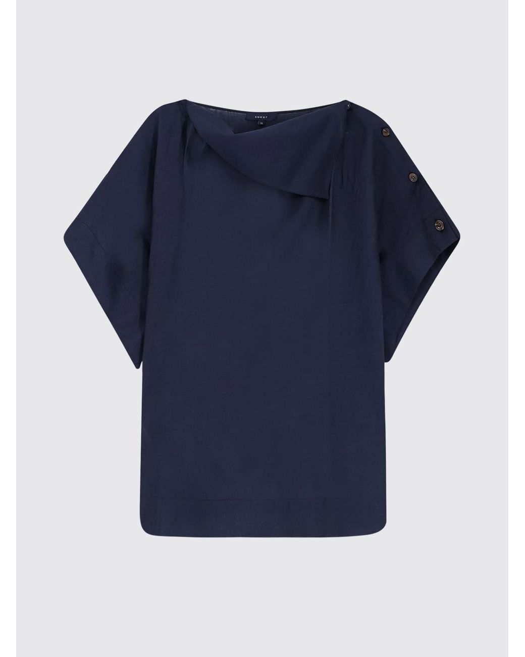 Soeur Blue Cotton And Linen T-Shirt