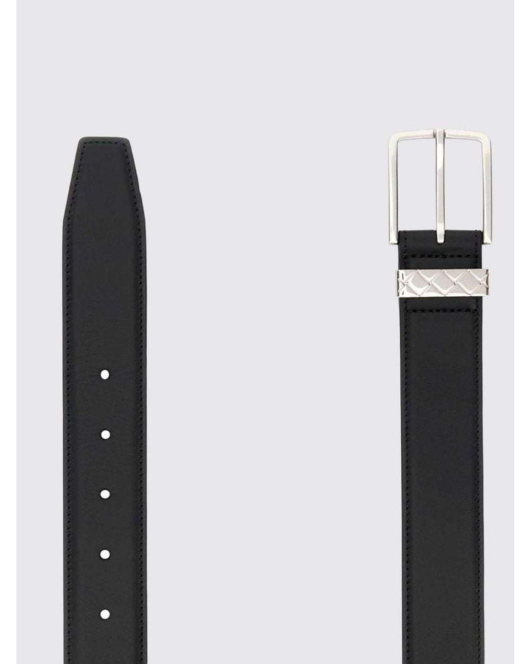 Bottega Veneta White Classic Calfskin Leather Belt With Engraved Buckle for men
