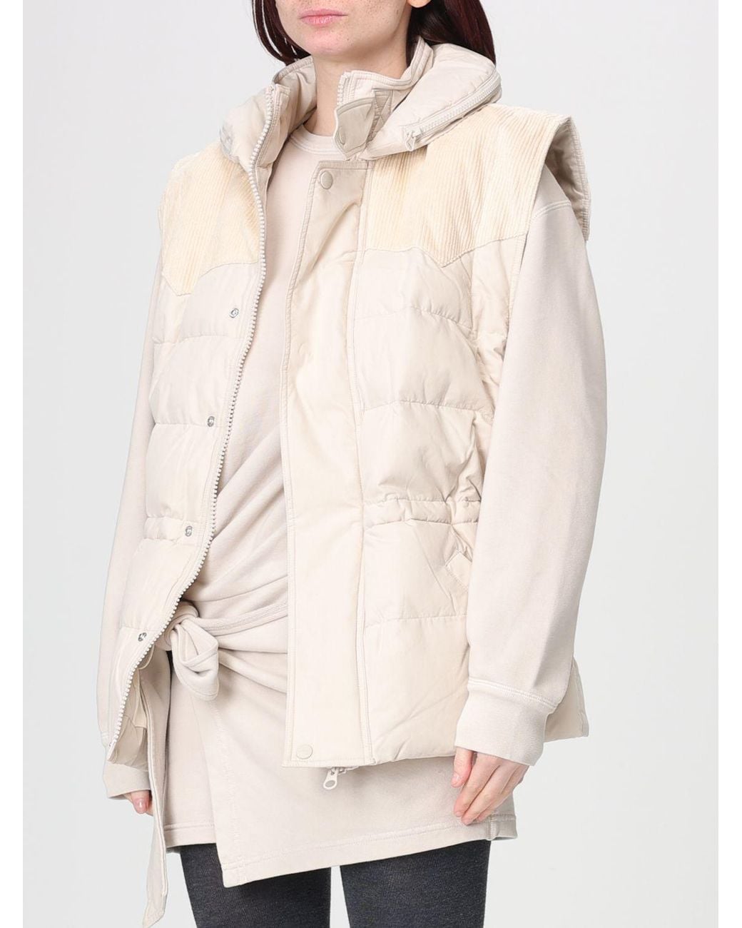 Isabel Marant Natural Cotton And Technical Fabric Hooded Vest