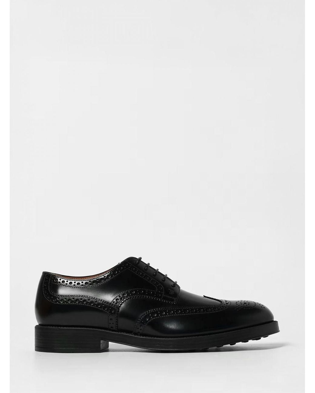 Tod's White Brushed Leather Derby Shoes With Brogue Pattern for men
