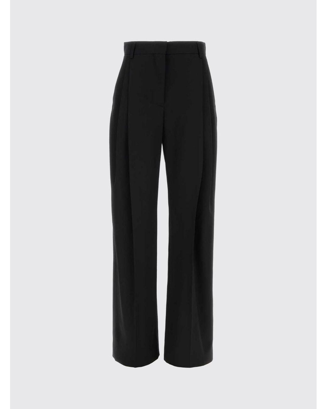 Stella McCartney Black High-Waisted Wool Palazzo Trousers With Pleats