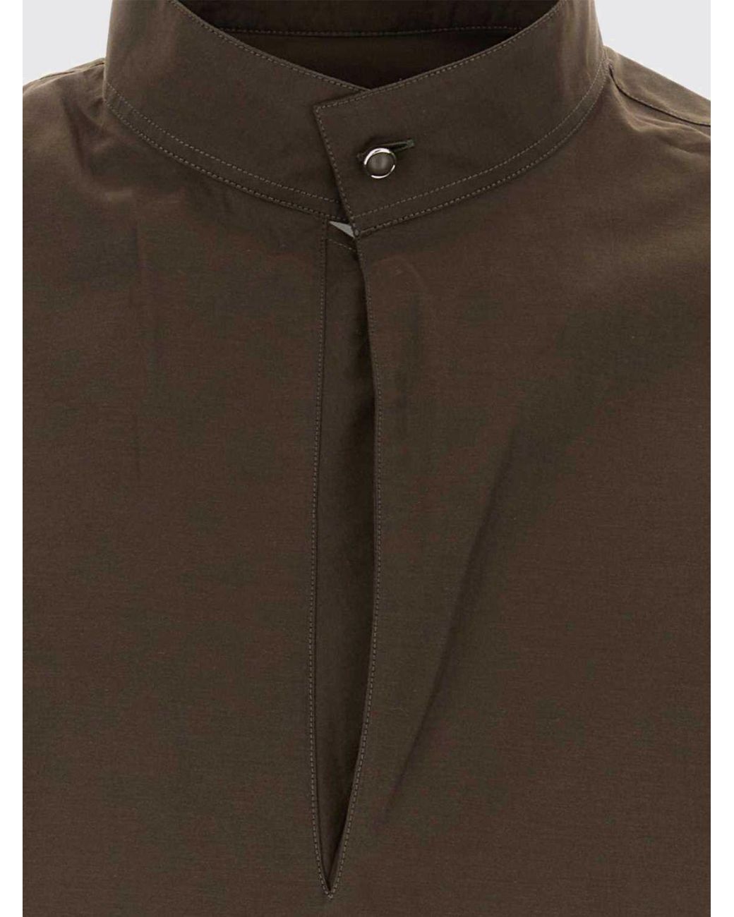 Lemaire Brown Mandarin Collar Long-Sleeved Shirt for men