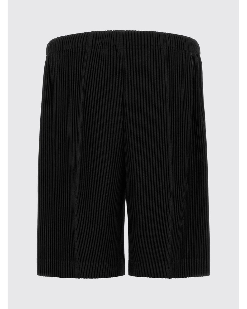 Homme Plissé Issey Miyake Black Pleated Crêpe Knee-Length Shorts Homme Plissé Issey Miyake for men