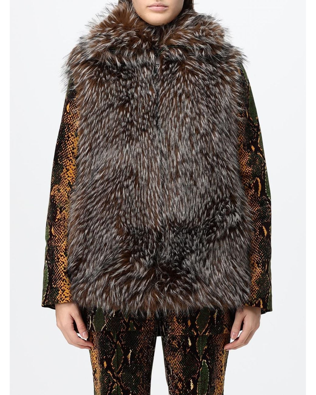 Diane von Furstenberg Brown Sleeveless Faux Fur Vest With Concealed Closure