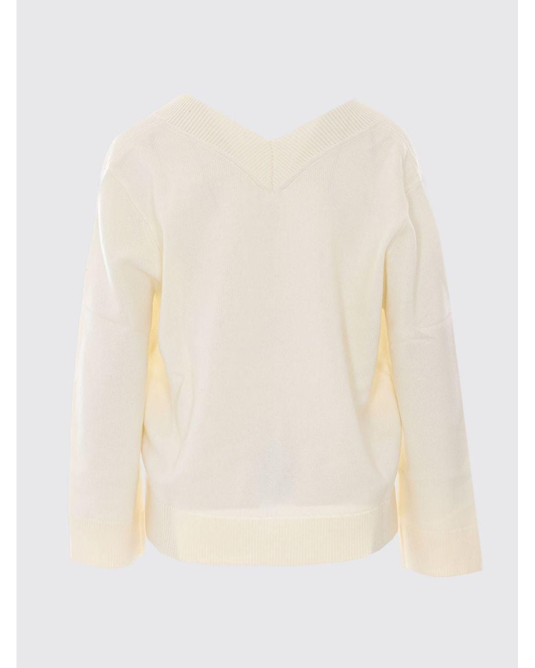 ELEH White Pure Wool V-Neck Jumper With Dropped Shoulders