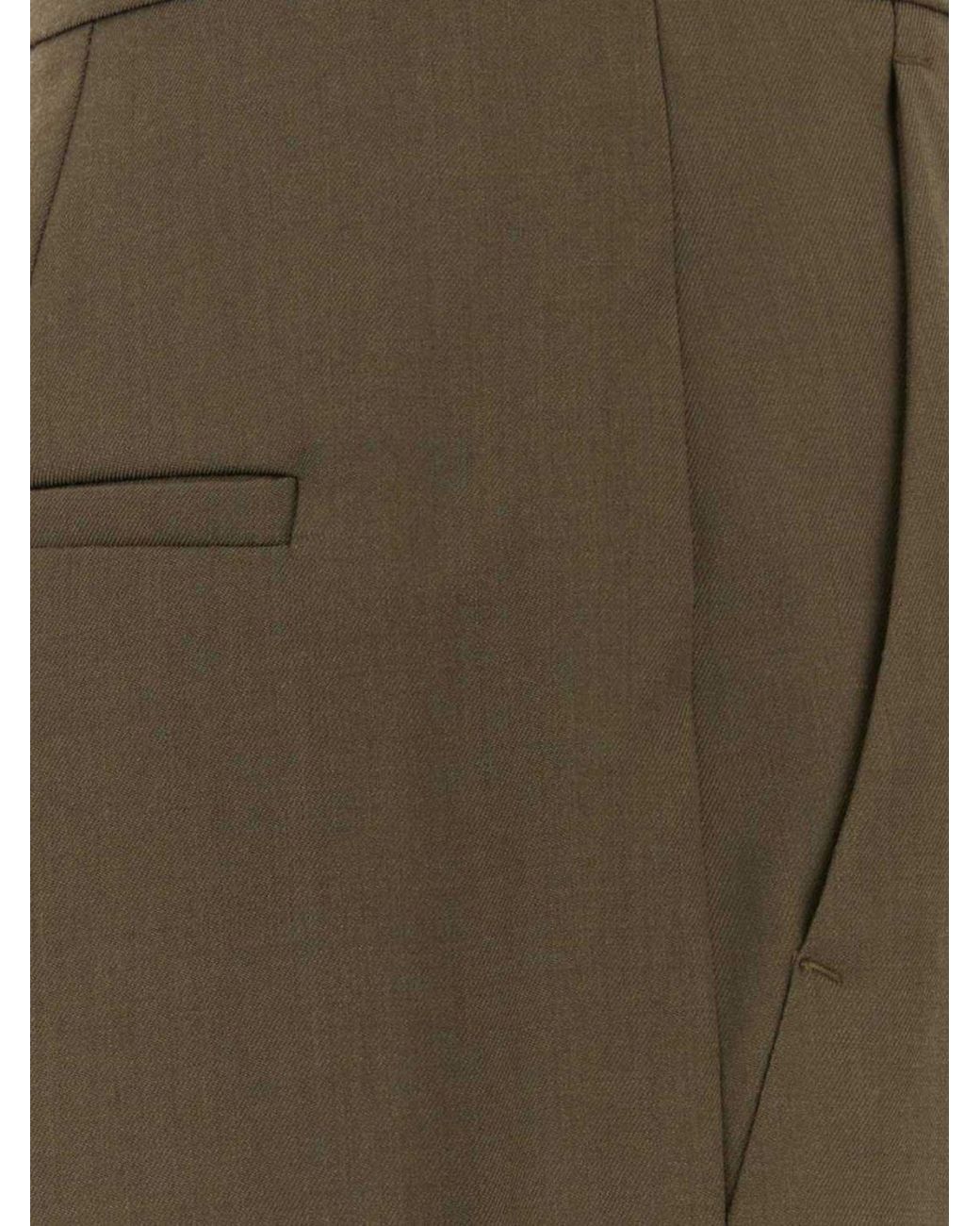 Max Mara Brown Mid-Rise Straight-Leg Tailored Linen-Blend Trousers