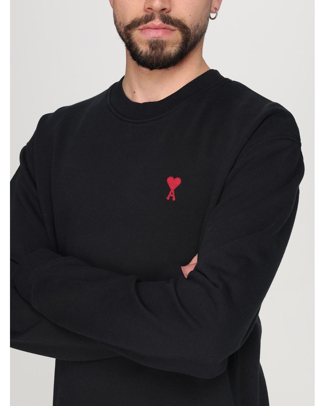 AMI Blue Crew-Neck Sweatshirt With Mini Logo for men