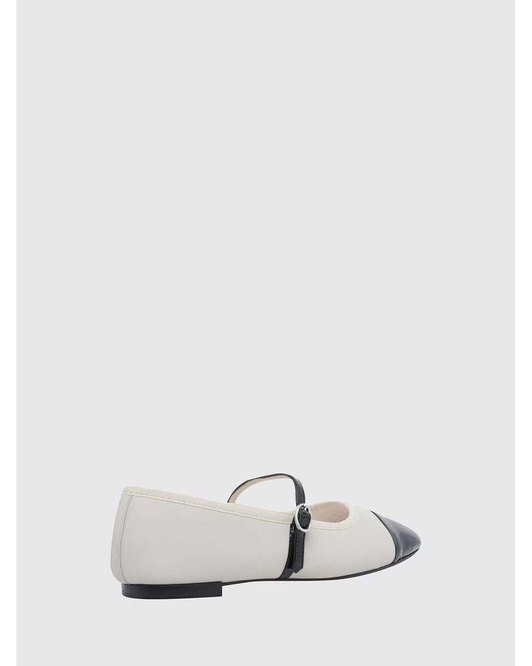 Repetto White Georgiana Calf Leather Mary Jane Flats With Patent Toe
