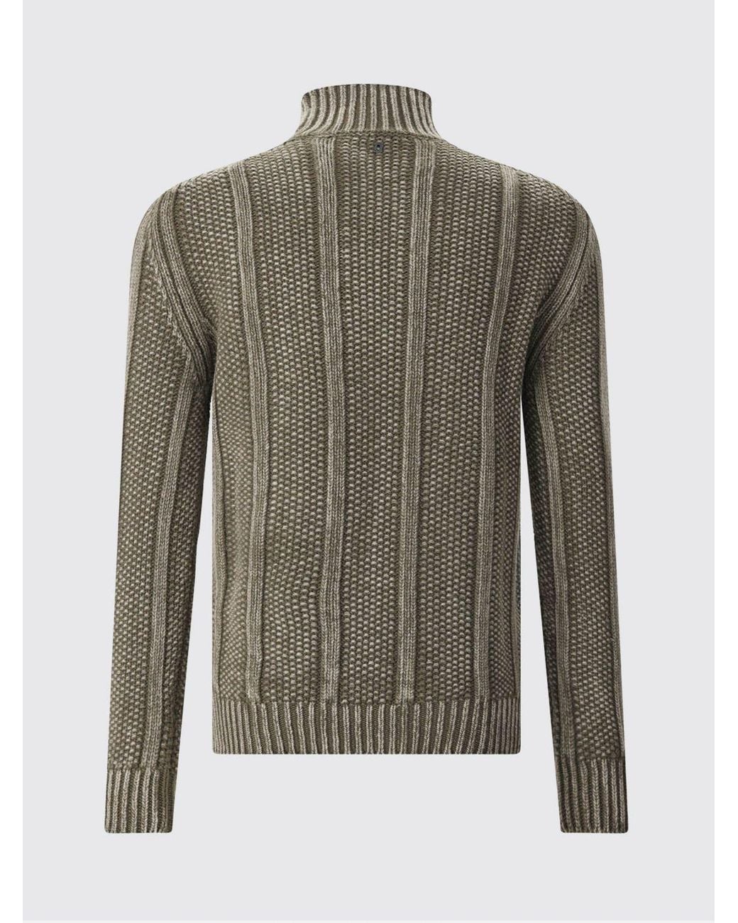 Dondup Gray Cable-Knit Wool Roll Neck Jumper With Ribbed Trims for men