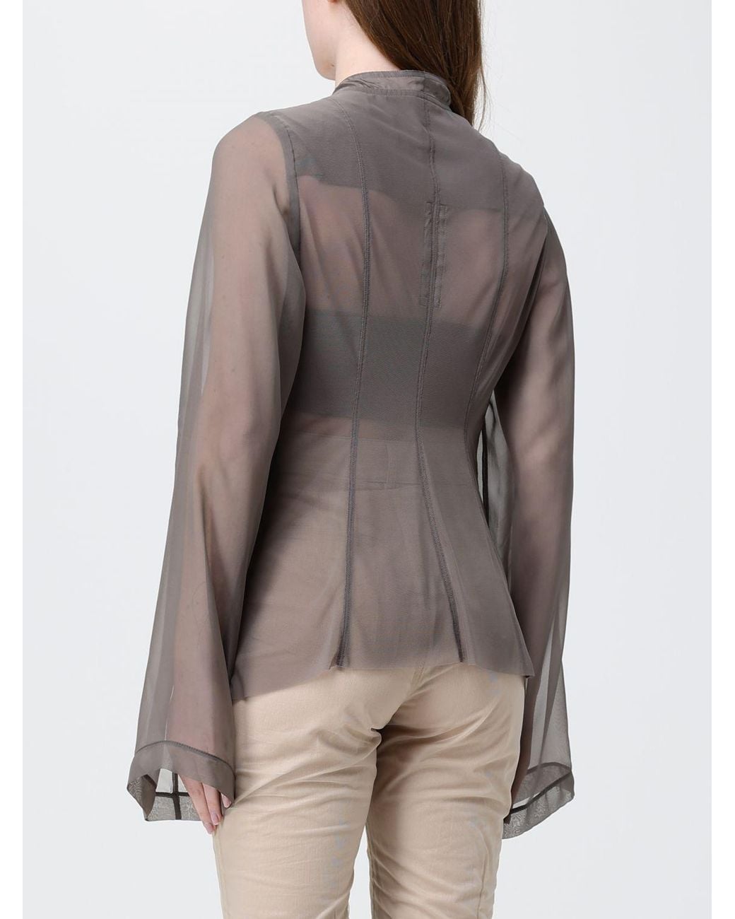 Rick Owens Gray Transparent Nylon Blazer