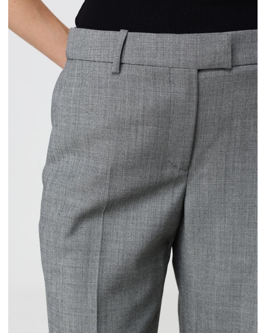 McQueen Gray Tailored Wide-Leg Wool Trousers With Off-Center Closure
