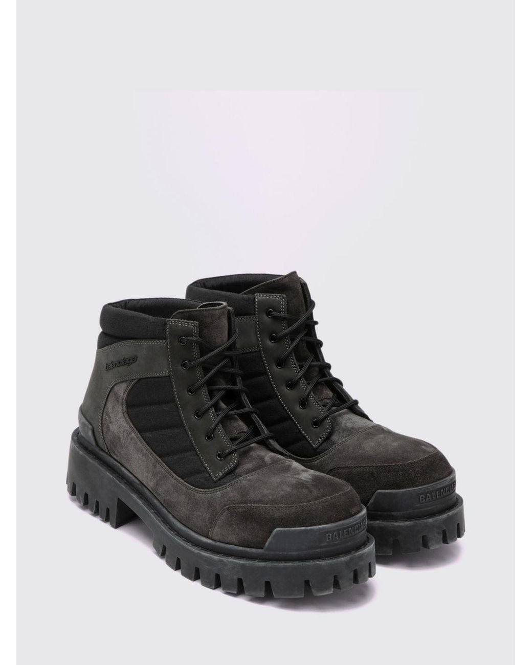 Balenciaga Black Combat Strike Suede Ankle Boots With Padded Ankle for men