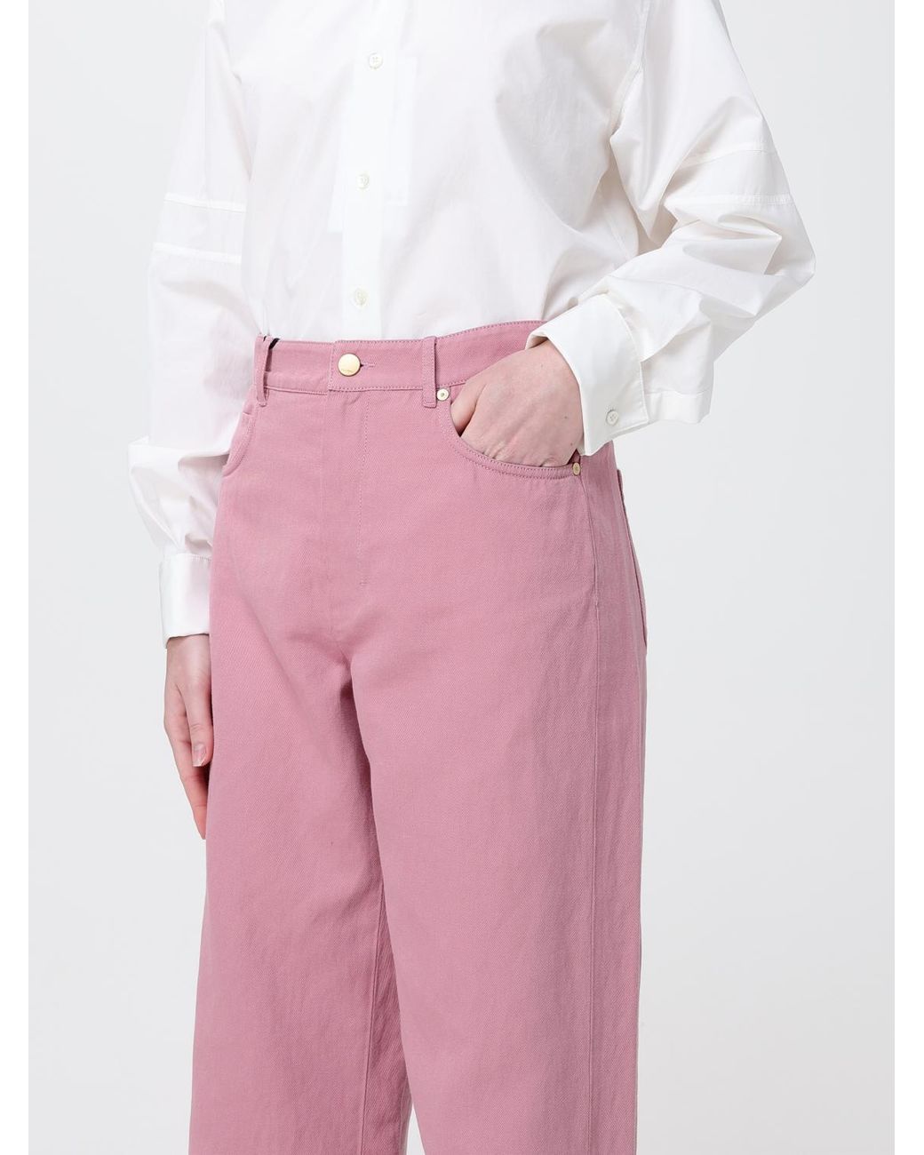 Max Mara Pink Cotton And Linen Trousers