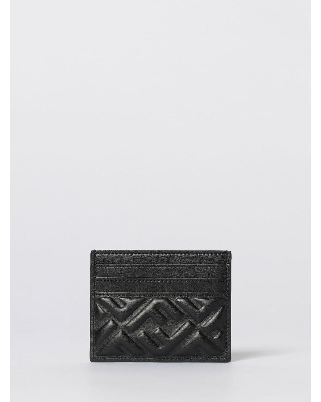 Fendi White Ff Baguette Lambskin Card Holder