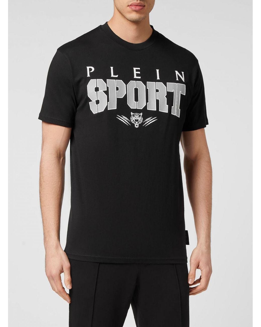 Philipp Plein Black Slim Fit Cotton T-Shirt With Contrast Printed Logo for men
