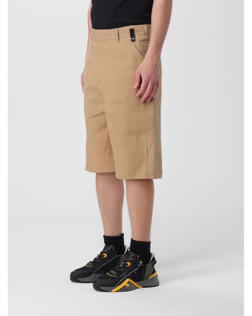 Fendi Natural Paper Canvas Bermuda Shorts For for men