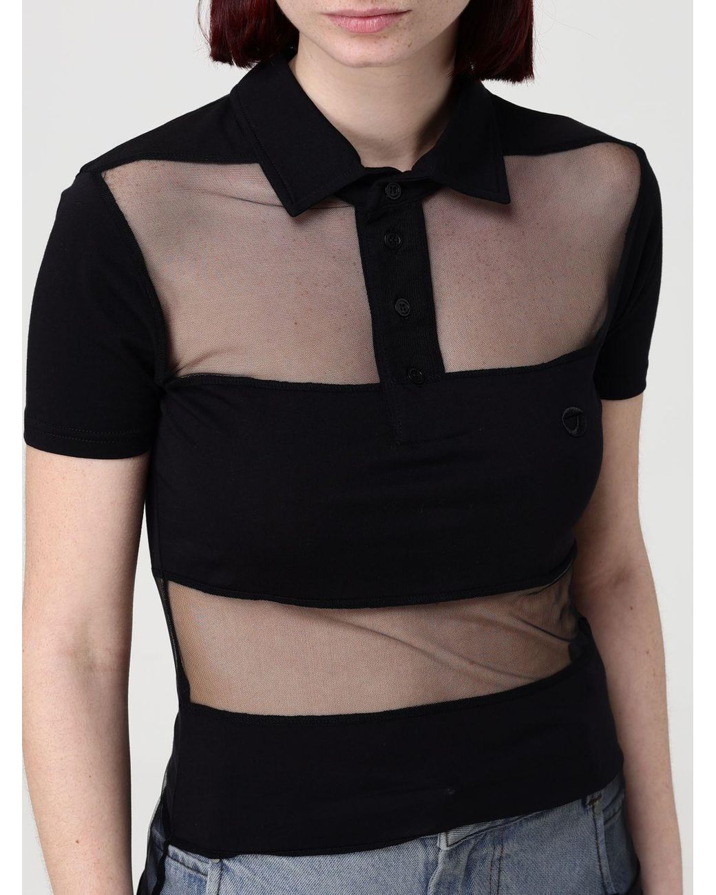 Coperni Black Cotton Blend Polo Shirt