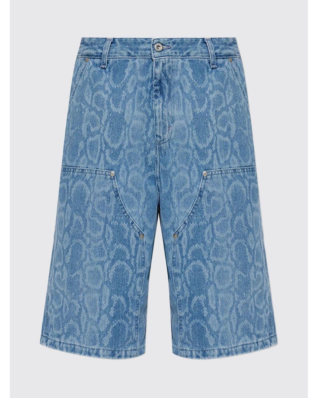 Carhartt Blue Python Print Denim Bermuda Shorts Snake Nixon Double Knee