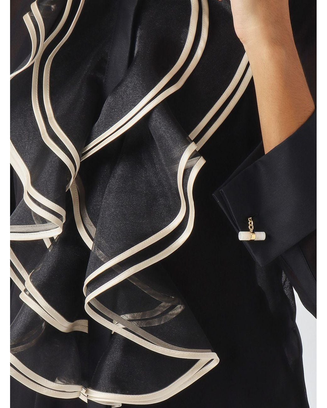 Elisabetta Franchi Black Viscose Shirt With Rouches And French Collar