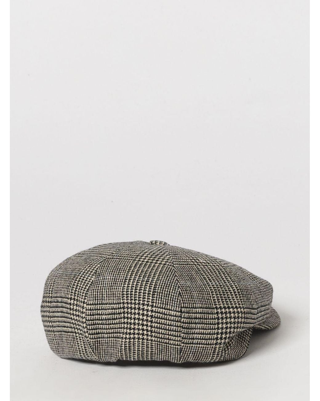 Borsalino Gray Prince Of Wales Pattern Pure Wool Flat Cap for men