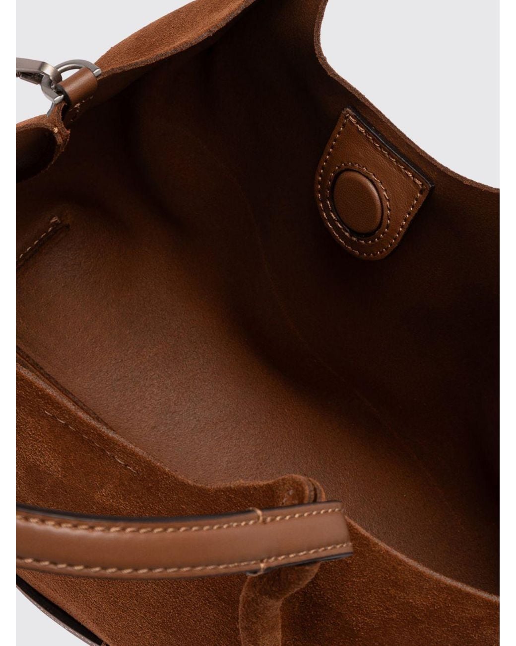Gianni Chiarini Brown Dua Suede Calfskin Handbag With Double Handle And Laminated Logo