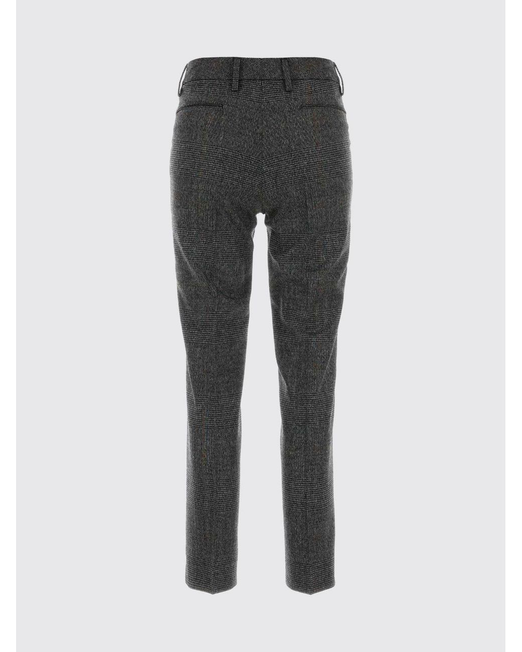 PT Torino Gray Prince Of Wales Check Wool Skinny Trousers With Mid-Rise Waist