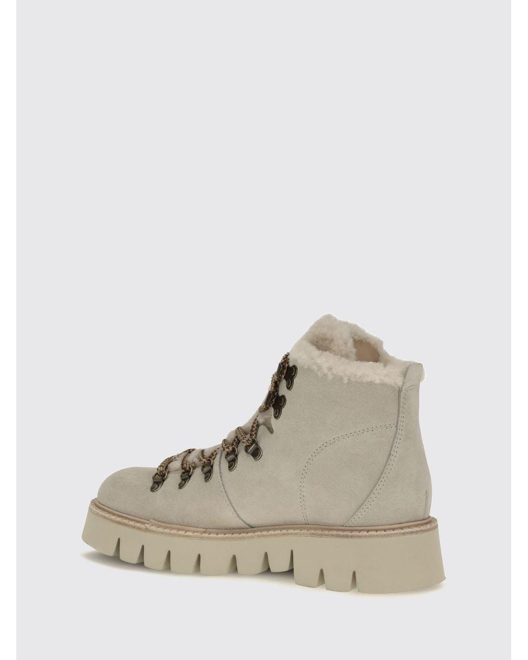 Pedro Garcia Natural Suede Outdoor Ankle Boots With Shearling Lining