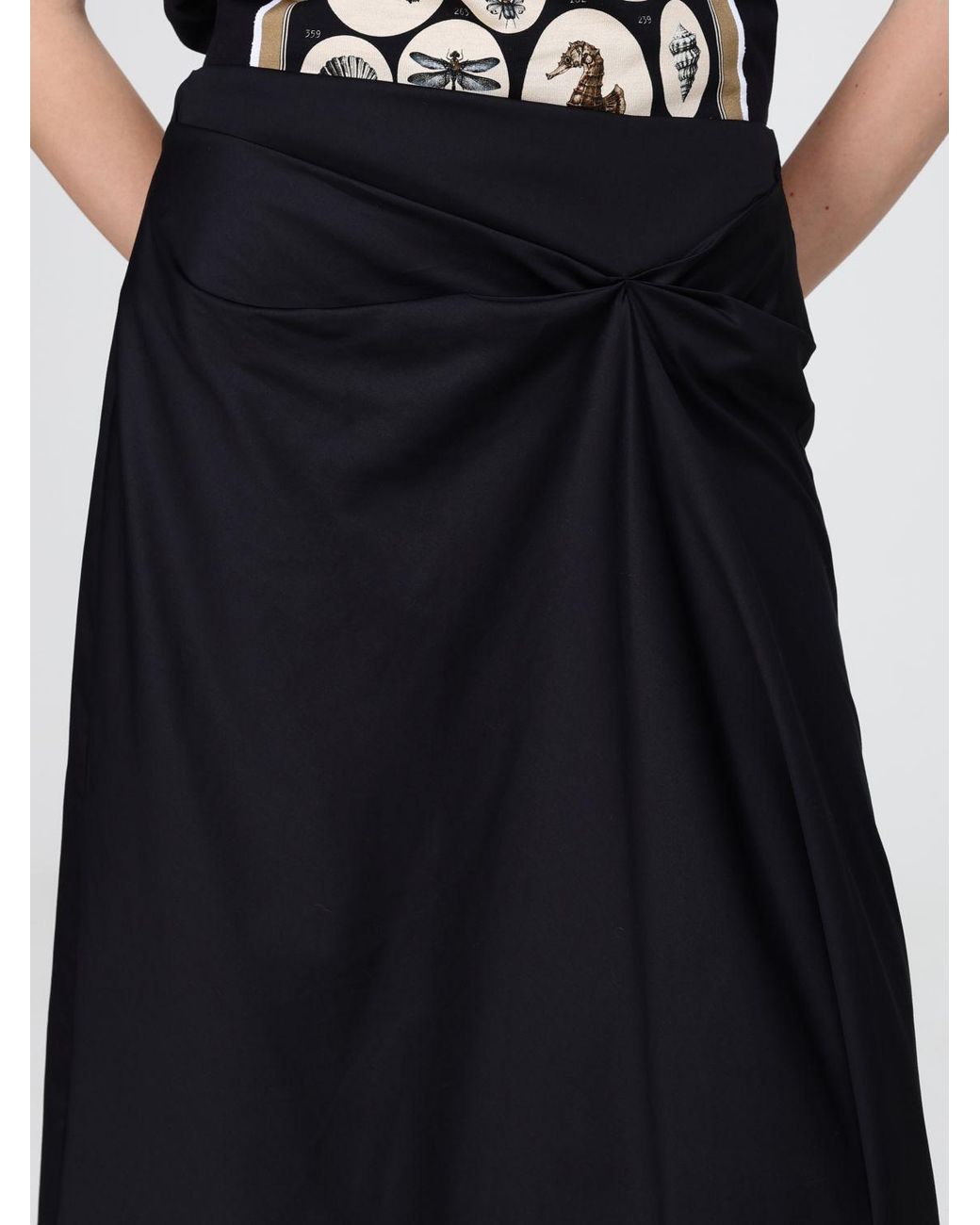 Max Mara Blue Draped A-Line Midi Skirt