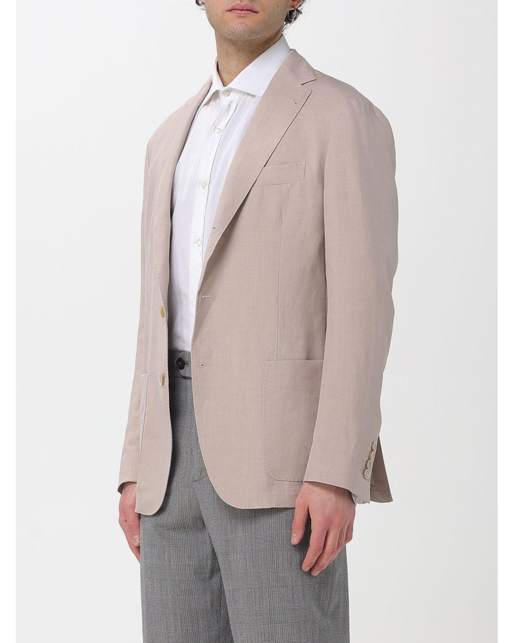 Eleventy Natural Single Breasted Linen Blend Blazer for men