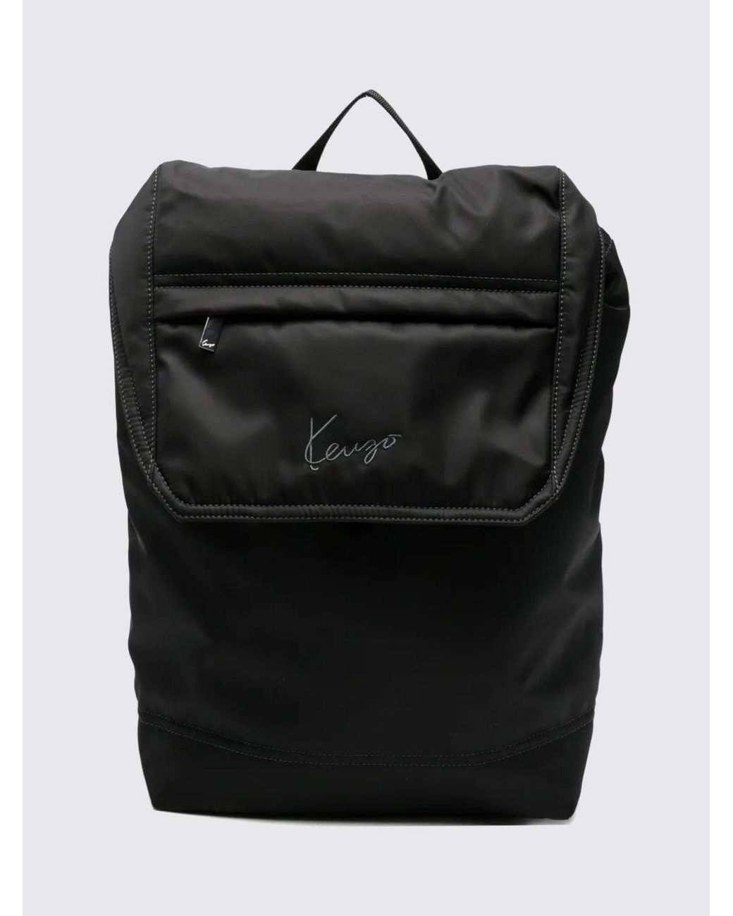KENZO Black Signature Nylon Backpack With Embroidered Logo And Drawstring Closure for men