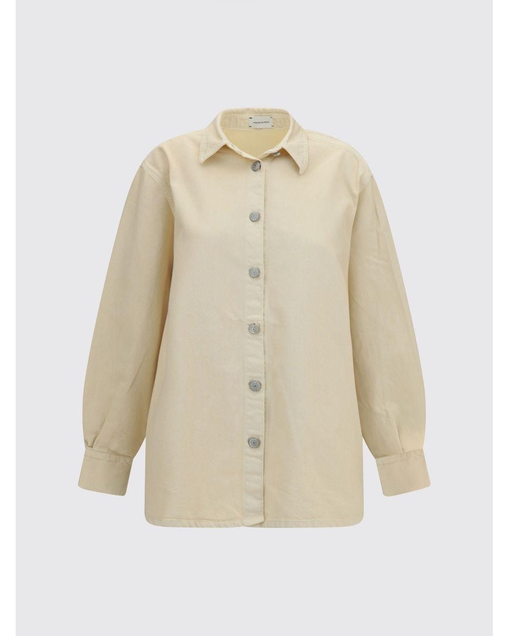 Magda Butrym Natural Relaxed Fit Cotton Shirt With Dropped Shoulders And Classic Collar