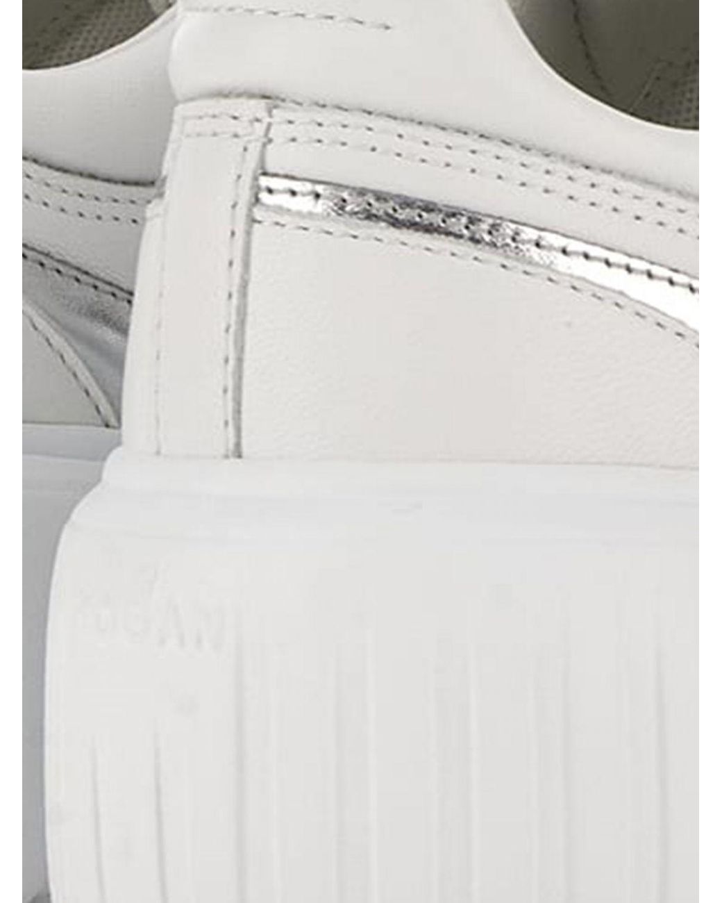 Hogan White Platform Sneakers With Metallic Accents